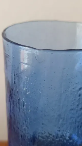 Vasetto/bicchiere blu cobalto vetro vintage