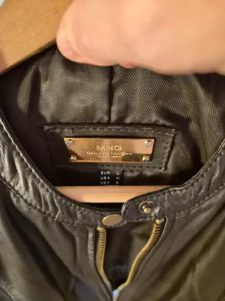 Cazadora Biker Piel Mango Talla L