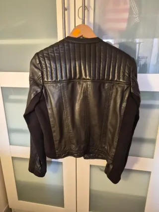 Cazadora Biker Piel Mango Talla L