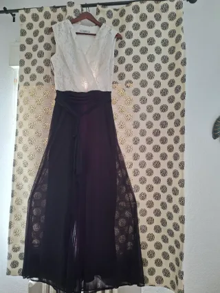 Vestido fiesta El Corte Inglés blanco y negro