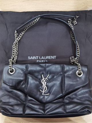 YSL Puffer Bag Small negro en piel de cordero