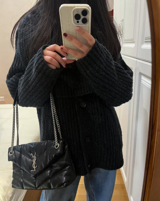 YSL Puffer Bag Small negro en piel de cordero