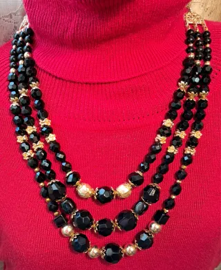 Collar de cuentas  de piedra natural ,agata,onix ,