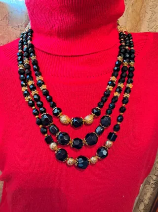 Collar de cuentas  de piedra natural ,agata,onix ,