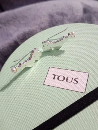 Pendientes trepadores perla plata