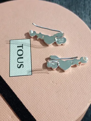 Pendientes trepadores perla plata