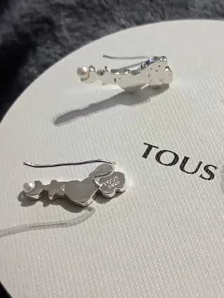 Pendientes trepadores perla plata