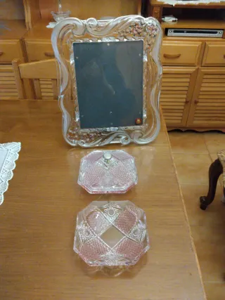 Bombonera/cenicero/marco fotos cristal trans/ros