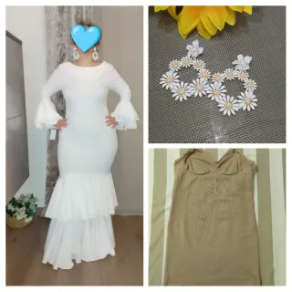 Traje de flamenca blanco roto