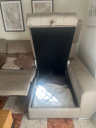 Sofá chaise longue 3 plazas color topo