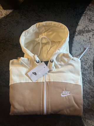 Chaqueta con capucha mujer beige y marrón