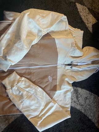 Chaqueta con capucha mujer beige y marrón