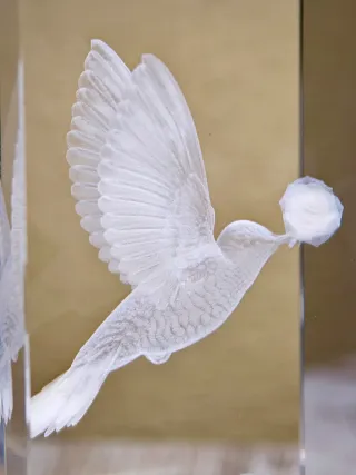 Cubo cristal K9 personalizado pájaro