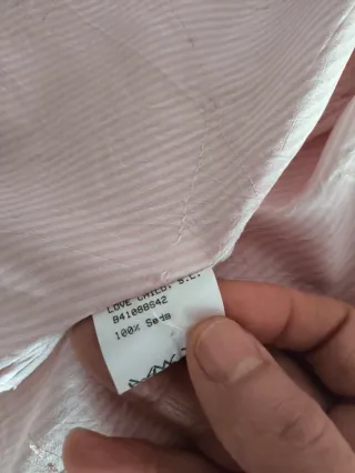 Camisa de seda 100% rosa y blanca