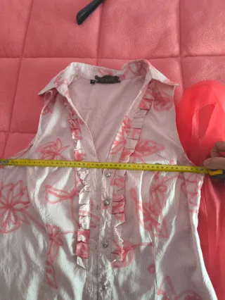 Camisa de seda 100% rosa y blanca