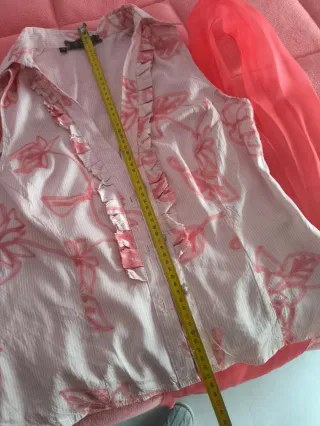 Camisa de seda 100% rosa y blanca