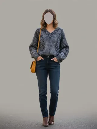 Suéter Vintage Malha Cinza e Preto