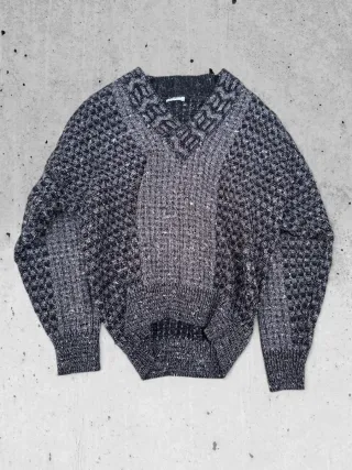 Suéter Vintage Malha Cinza e Preto