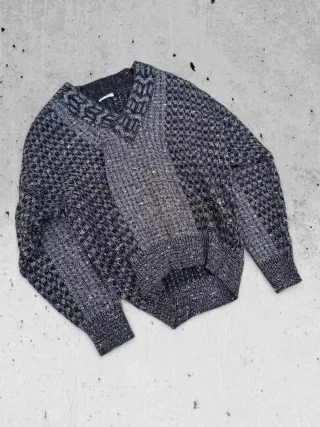 Suéter Vintage Malha Cinza e Preto