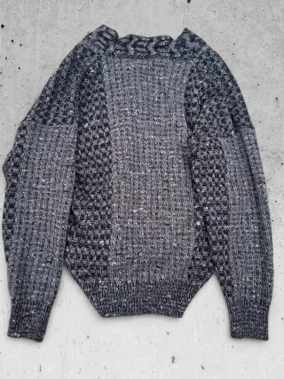 Suéter Vintage Malha Cinza e Preto