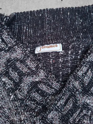 Suéter Vintage Malha Cinza e Preto