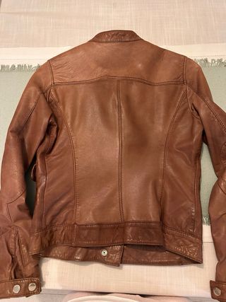 Chaqueta Cuero Massimo Dutti Marrón XS