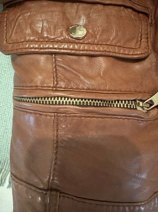 Chaqueta Cuero Massimo Dutti Marrón XS