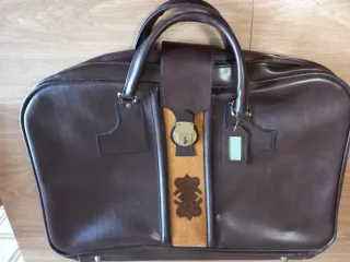 Valigia e beauty case vintage coordinato marrone