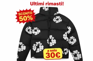 Giubbotto nero con fiori bianch i denim tears