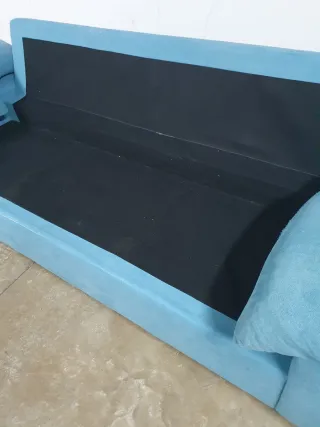 Sofá azul de tela 3 plazas