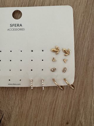 Pack 5 pares de pendientes Sfera dorados