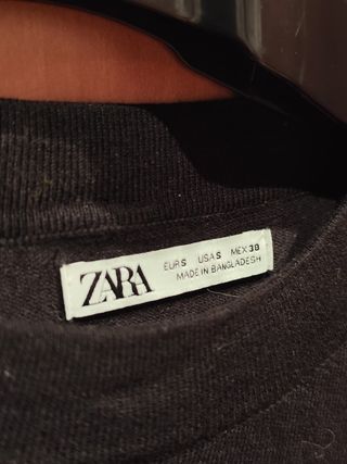 Jersey Zara Negro Manga Larga Talla S