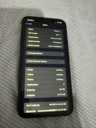 iPhone XS Max 64GB Space Gray 78% Batería
