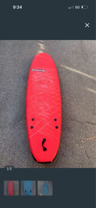 Tabla de surf Platino roja 7 pies