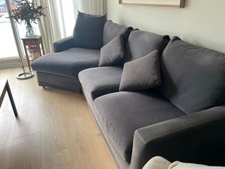 Sofá modular chaise longue gris, 3 plazas comodas