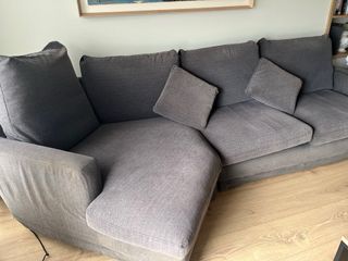 Sofá modular chaise longue gris, 3 plazas comodas