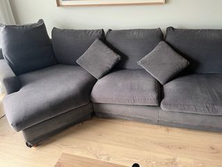 Sofá modular chaise longue gris, 3 plazas comodas