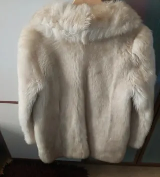 Abrigo piel de zorro auténtica, talla M, beis