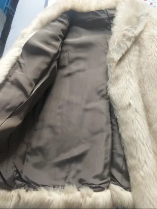 Abrigo piel de zorro auténtica, talla M, beis