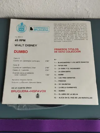 Lote Cuento Disco Disney Dumbo y Los Rescatadores