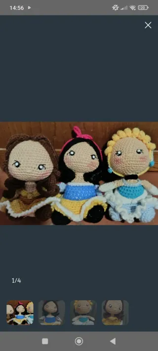 Set 3 bambole principesse uncinetto