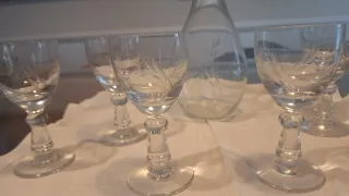 Juego 6 copas licor cristal tallado