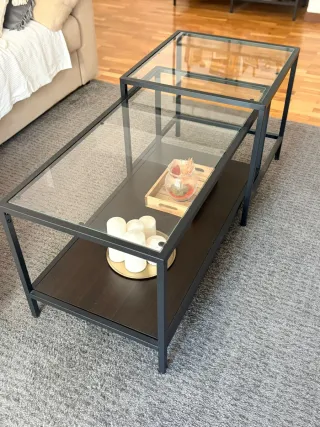 Estantería negra + 2 mesas salón