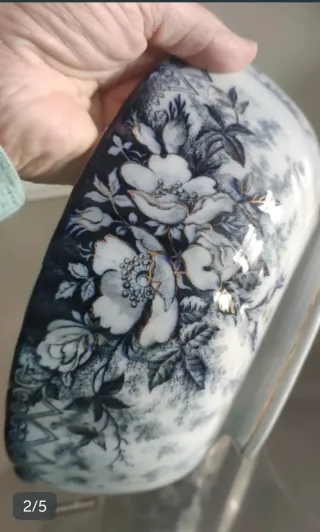 Palangana antigua floral azul