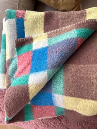 Manta de forro polar a cuadros multicolor