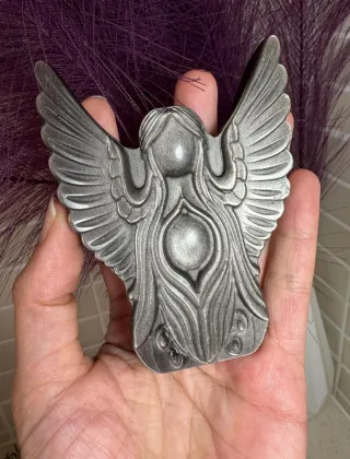 Angelo ossidiana argento