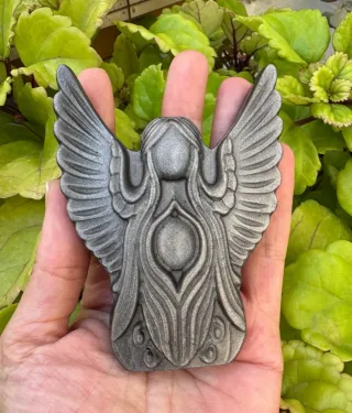 Angelo ossidiana argento