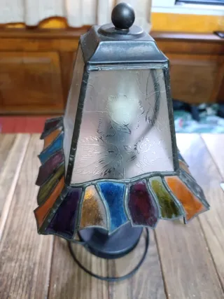 Lámpara Tiffany Artesanal Vidrio Metal