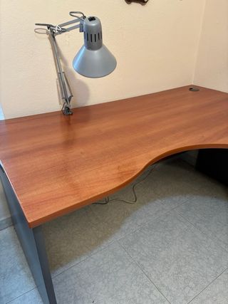 Mesa escritorio L madera y metal