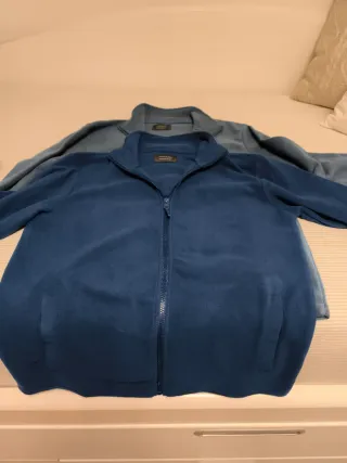 2 Forros Polares Hombre Azul y Gris talla S